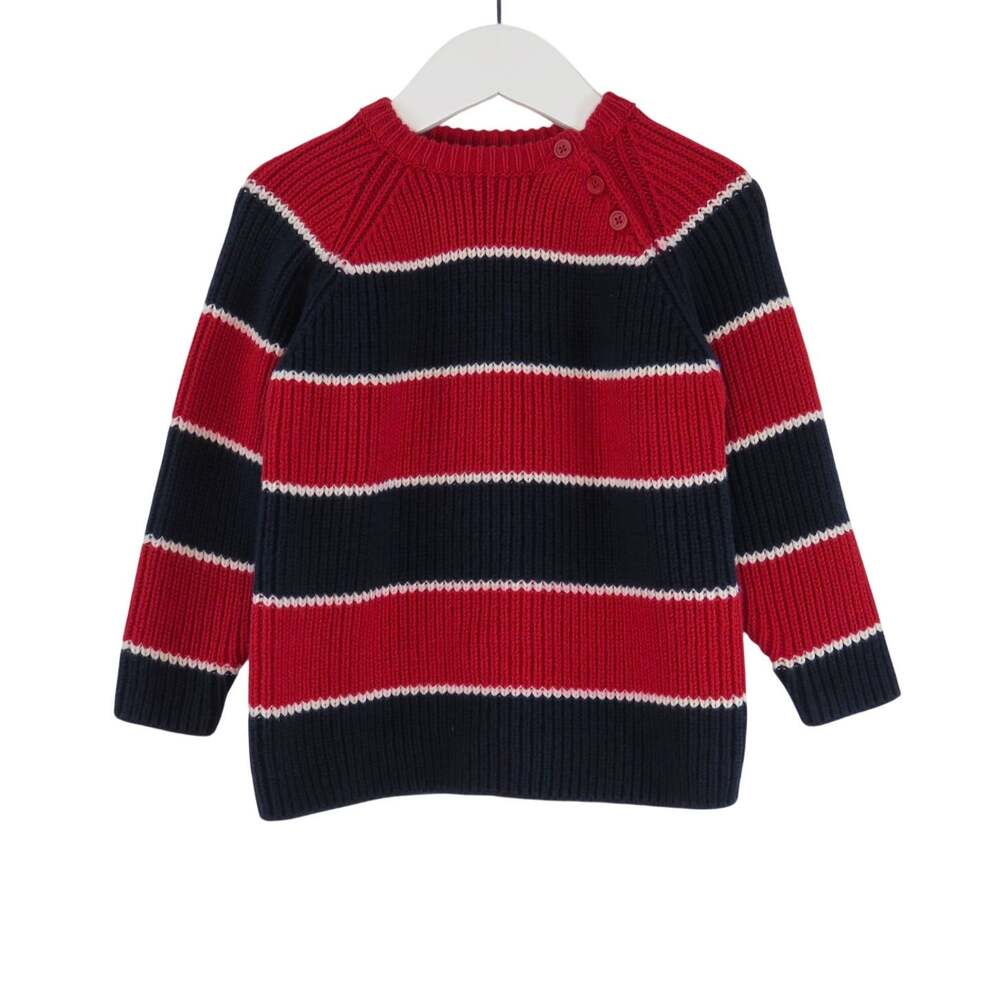 Vintage 90s The Children's Place Red Navy Striped Knit Sweater 24 Months